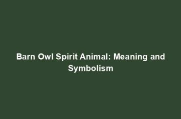 Barn Owl Spirit Animal: Meaning and Symbolism