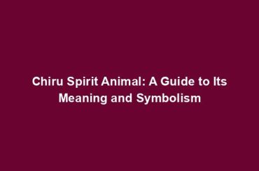 Chiru Spirit Animal: A Guide to Its Meaning and Symbolism