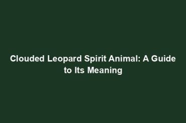 Clouded Leopard Spirit Animal: A Guide to Its Meaning