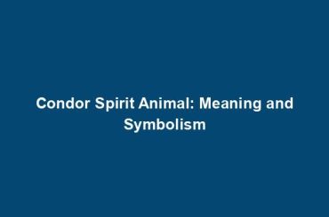 Condor Spirit Animal: Meaning and Symbolism