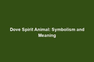 Dove Spirit Animal: Symbolism and Meaning