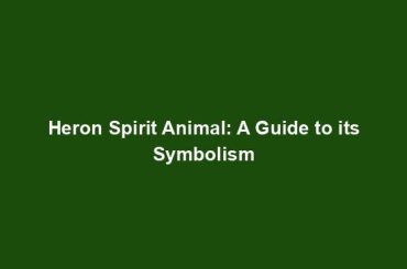 Heron Spirit Animal: A Guide to its Symbolism