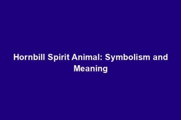 Hornbill Spirit Animal: Symbolism and Meaning