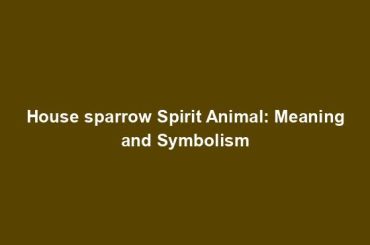House sparrow Spirit Animal: Meaning and Symbolism