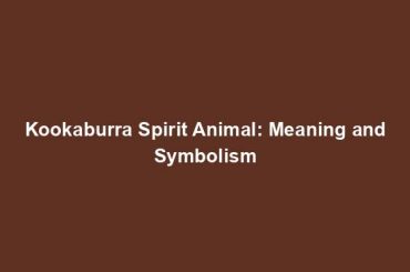Kookaburra Spirit Animal: Meaning and Symbolism