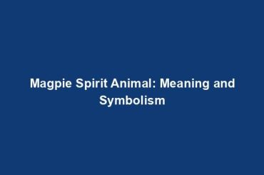 Magpie Spirit Animal: Meaning and Symbolism
