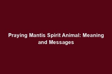 Praying Mantis Spirit Animal: Meaning and Messages