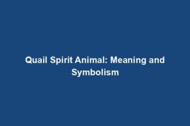 Quail Spirit Animal: Meaning and Symbolism