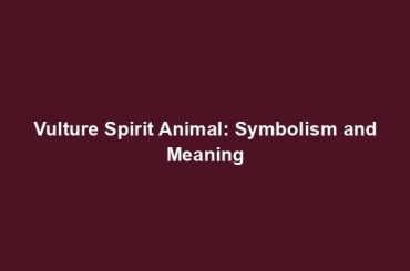 Vulture Spirit Animal: Symbolism and Meaning