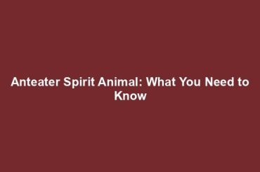 Anteater Spirit Animal: What You Need to Know