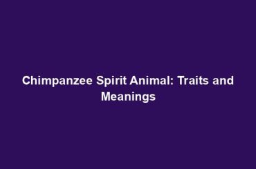 Chimpanzee Spirit Animal: Traits and Meanings