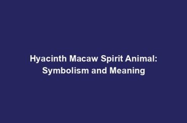 Hyacinth Macaw Spirit Animal: Symbolism and Meaning