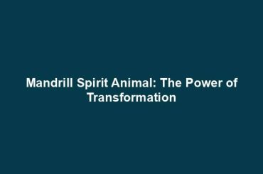 Mandrill Spirit Animal: The Power of Transformation