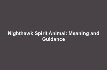 Nighthawk Spirit Animal: Meaning and Guidance