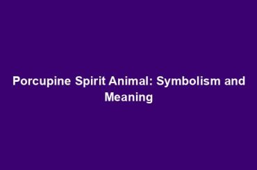 Porcupine Spirit Animal: Symbolism and Meaning