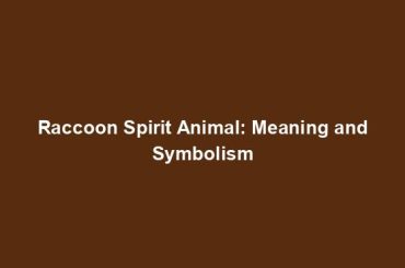 Raccoon Spirit Animal: Meaning and Symbolism