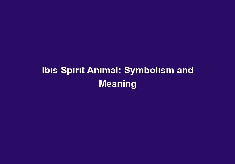 Ibis Spirit Animal: Symbolism and Meaning - Spiritual Animal Wisdom